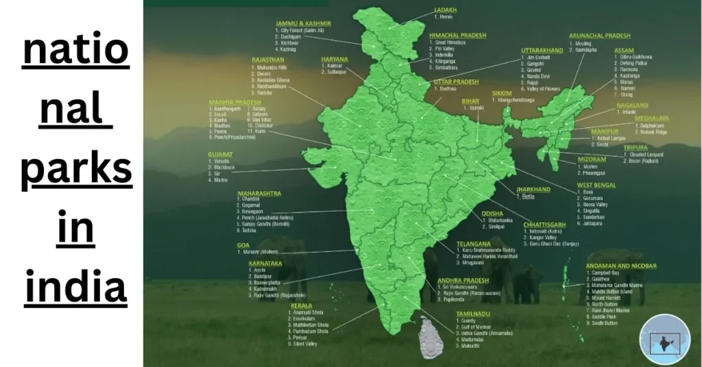 national parks in india map
